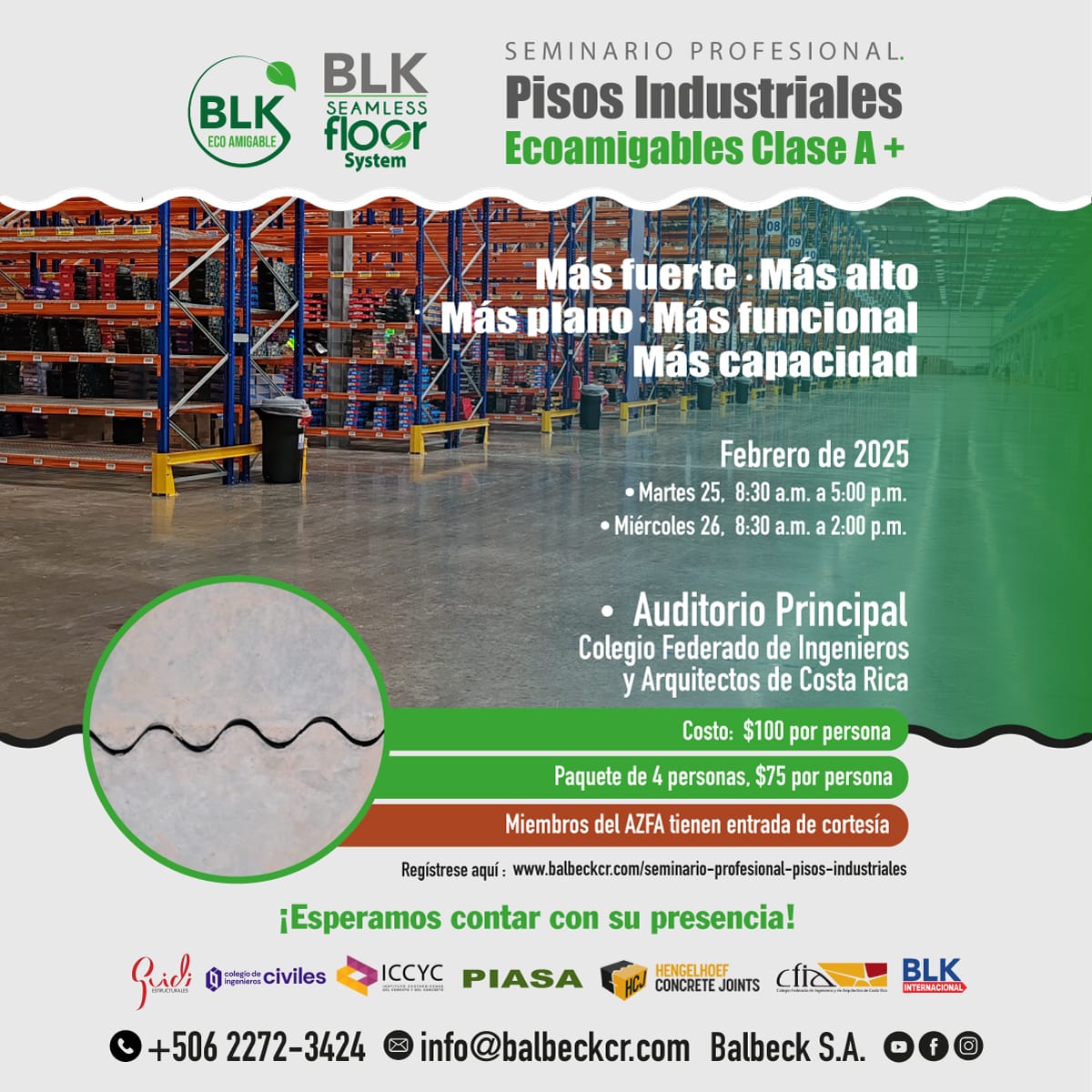 Seminario Profesional Pisos Industriales Ecoamigables Clase A+